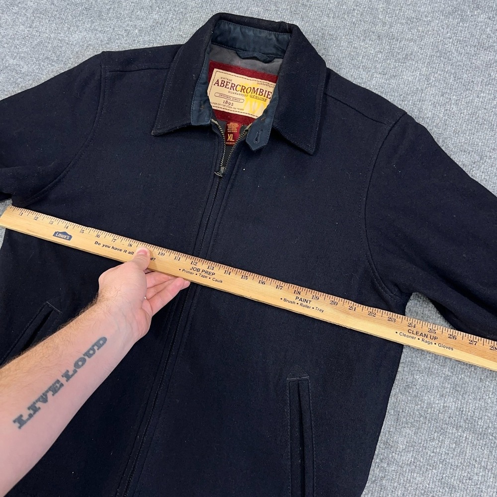 Vintage Abercrombie Fitch Navy Wool Blend Coat Jacket Men XL Full Zip Heavy Y2K - Picture 4 of 8